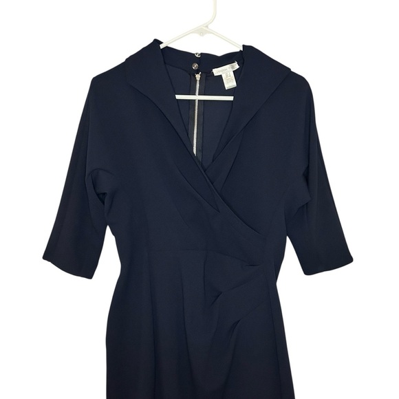London Times Faux Wrap Dress Dark Blue Elegant size 8 - Picture 4 of 12